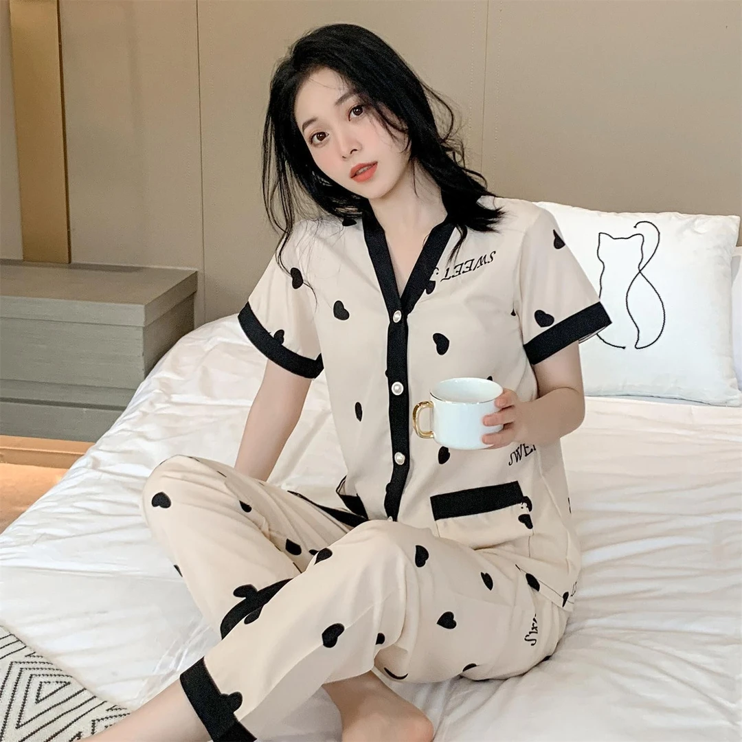 夏季冰丝睡衣中款夏天薄款爆款洋气轻奢高级感卡通居家服短袖套装