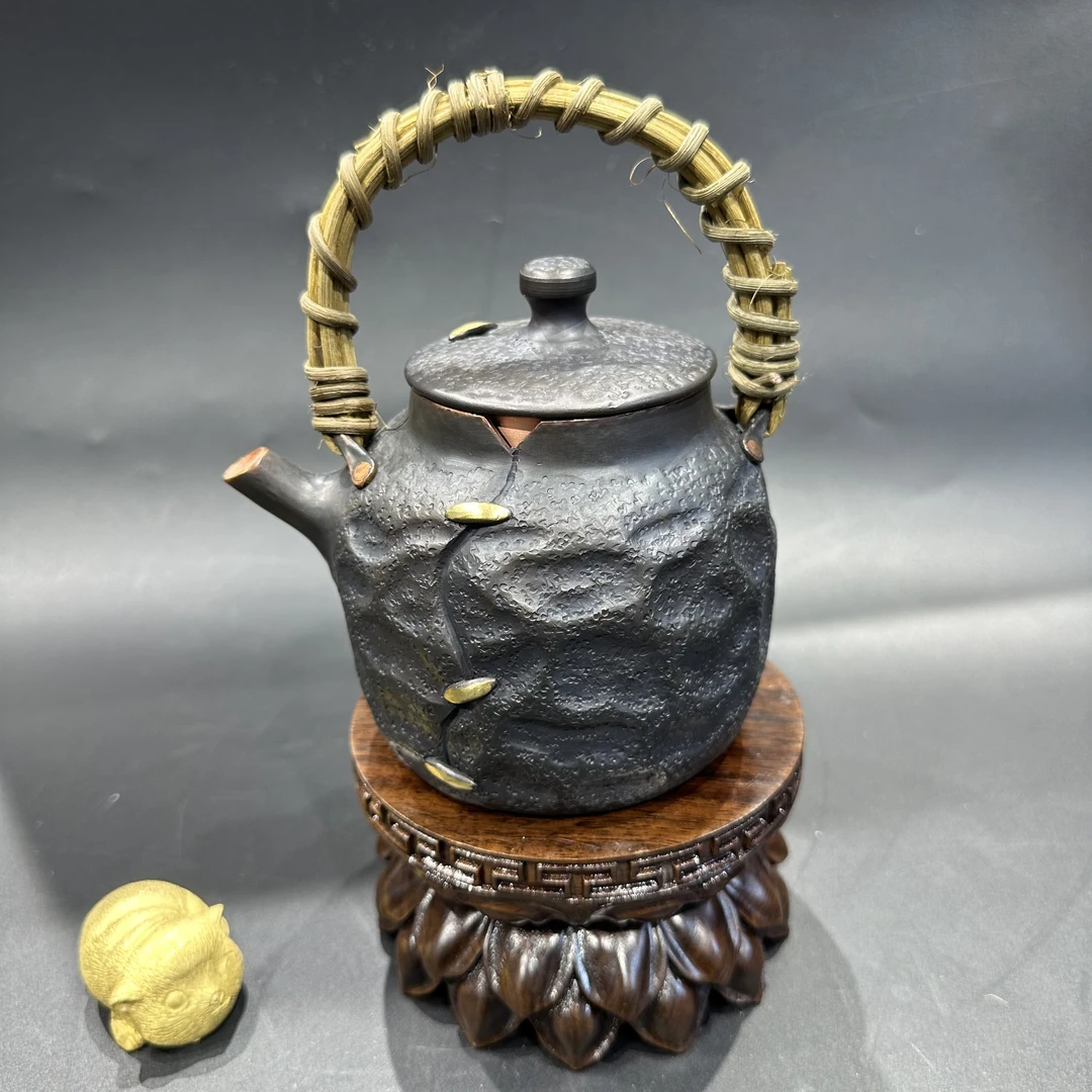 纯手工纯紫铜一张铜制作复古一体壶泡茶壶提梁设计家用泡茶壶