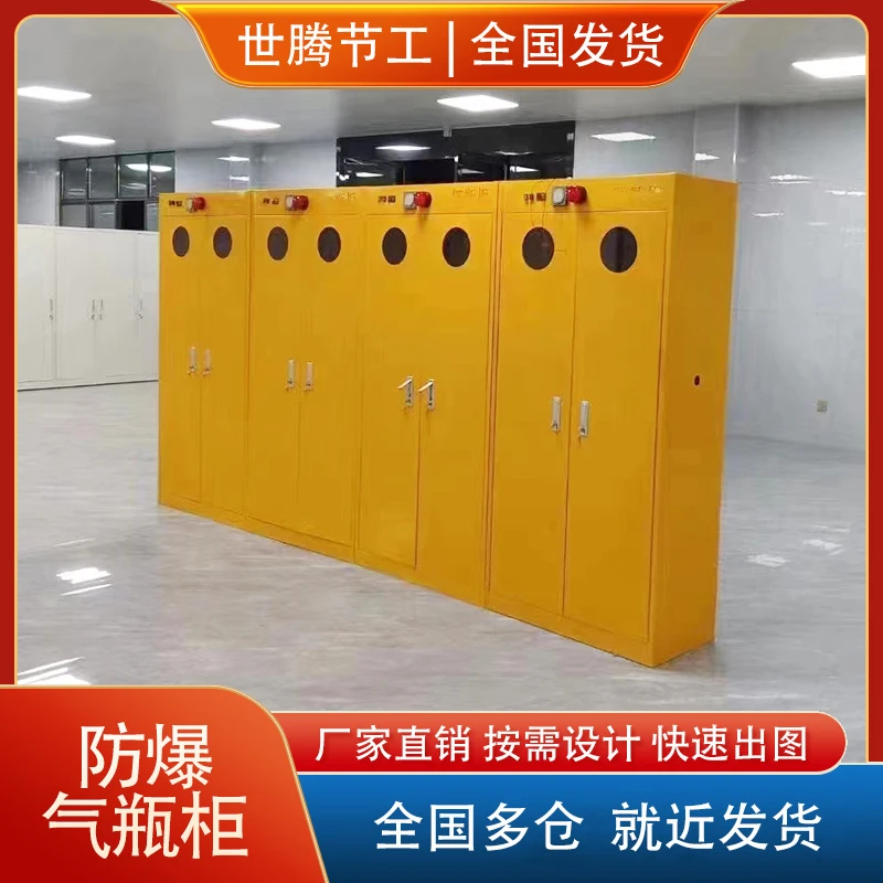 全钢防爆气瓶柜实验室单双瓶三瓶智能报警气体储存柜化学品安全柜