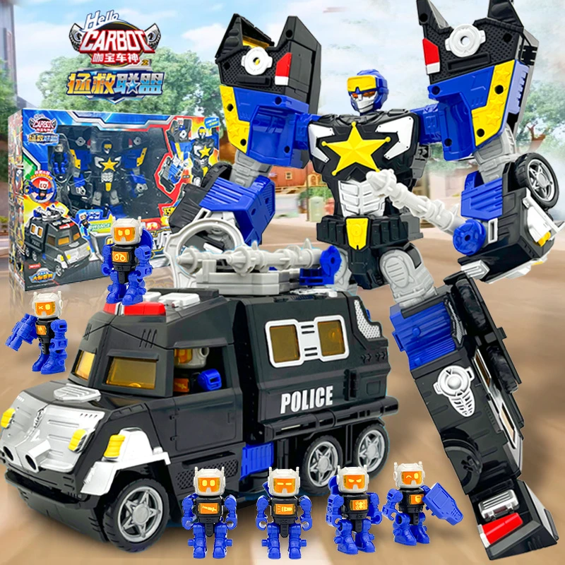 防暴大师咖宝车神汽车变形机器人救援工程车机甲礼盒男孩玩具礼物