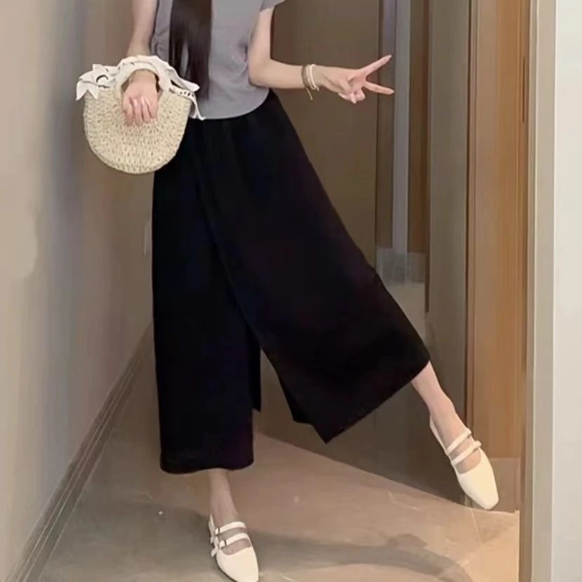 芨芨兔【升级款夏季冰爽面料】瘦版阔腿裤裙裤阔腿女高腰显瘦百搭