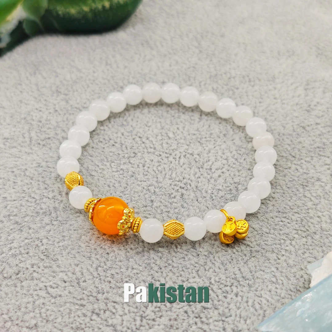 女神节特惠 财源广进黄玛瑙配巴玉（金丝玉）手串6mm/NYXF-BYSC-45