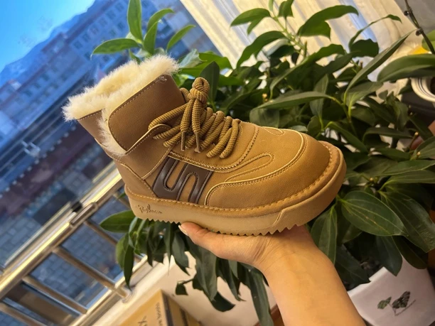 222厚底雪地靴女冬季加绒保暖防滑短靴真皮软底999