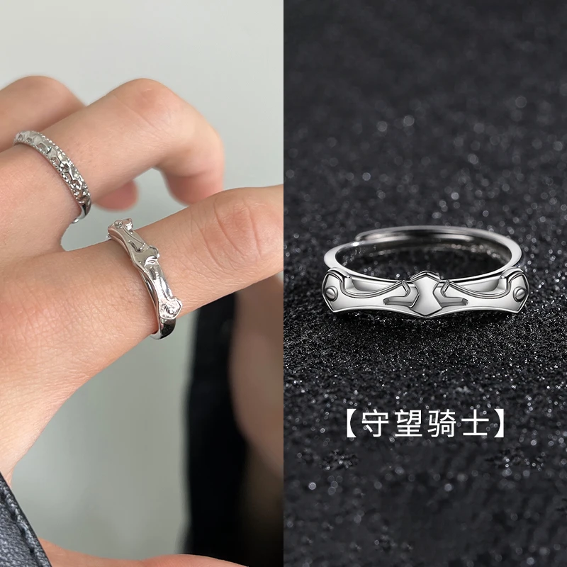 合金戒指 守望骑士个性简约单生戒小众可调节时尚潮流男生尾戒