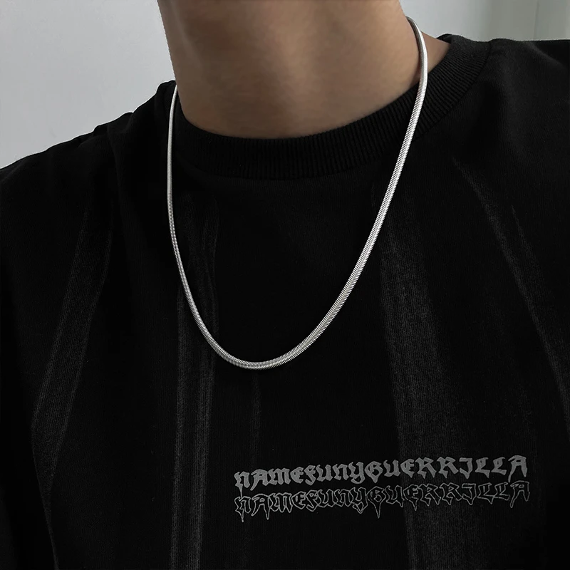 钛钢项链 项链百搭配饰ins蛇骨链小众简约男士锁骨链素款个性潮男