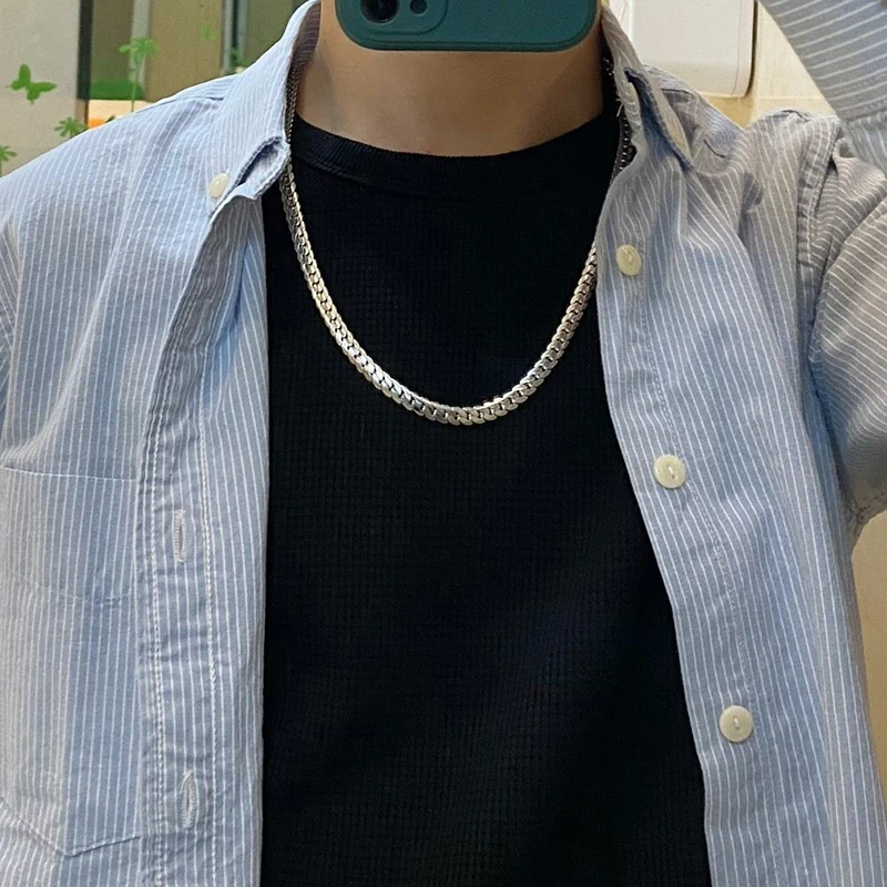 精致款压花链项链男生小众高级感百搭hiphop嘻哈风个性时尚配饰