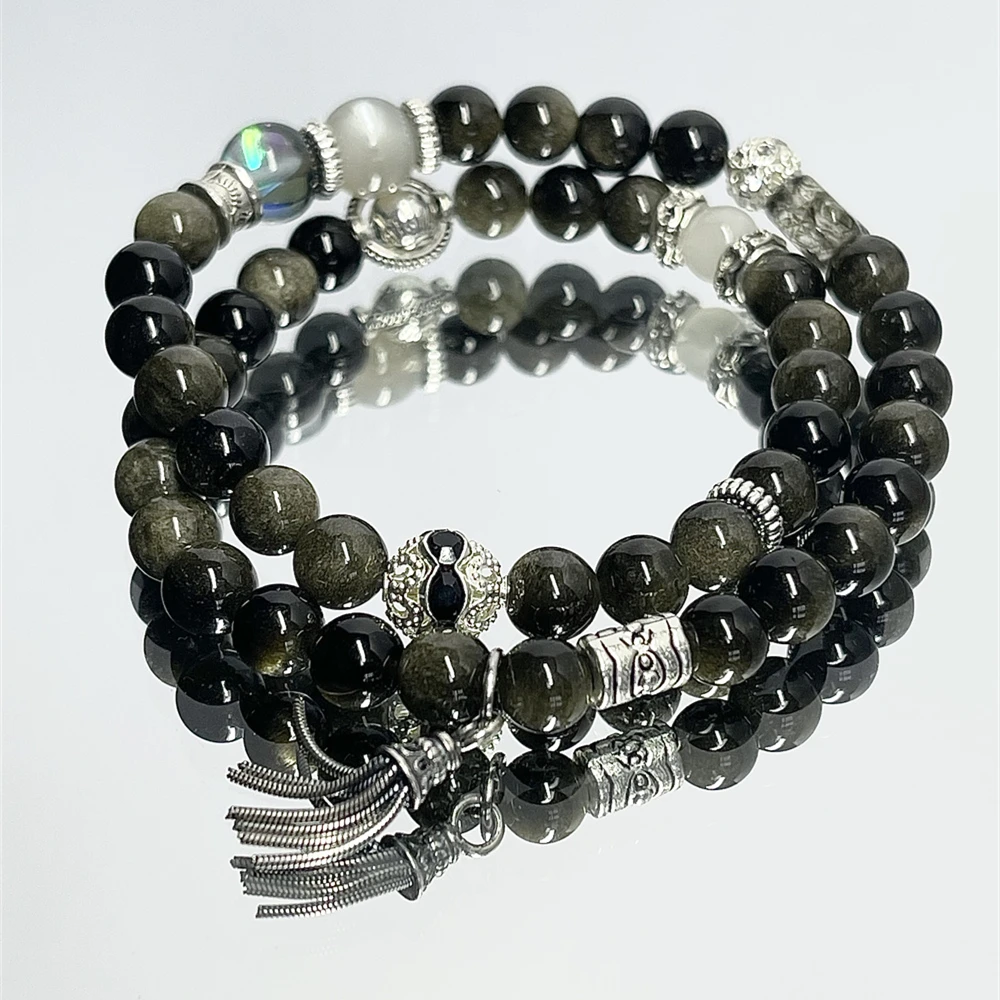 合金仿水晶手链 原创设计新中式串珠拼接男士手链时尚轻奢百搭潮