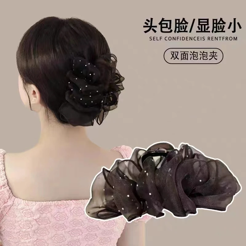 网纱满天星泡泡抓夹气质优雅百搭云朵蝴蝶结发饰公主头盘发夹头饰