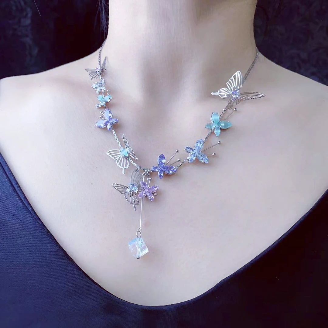 合金亚克力项链 《北海道恋人》小众甜美镂空蝴蝶流苏项链A147