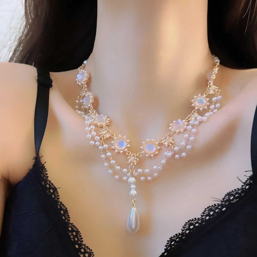 合金仿珍珠项链 《调琴师》手工复古小众仙女气质项链A019