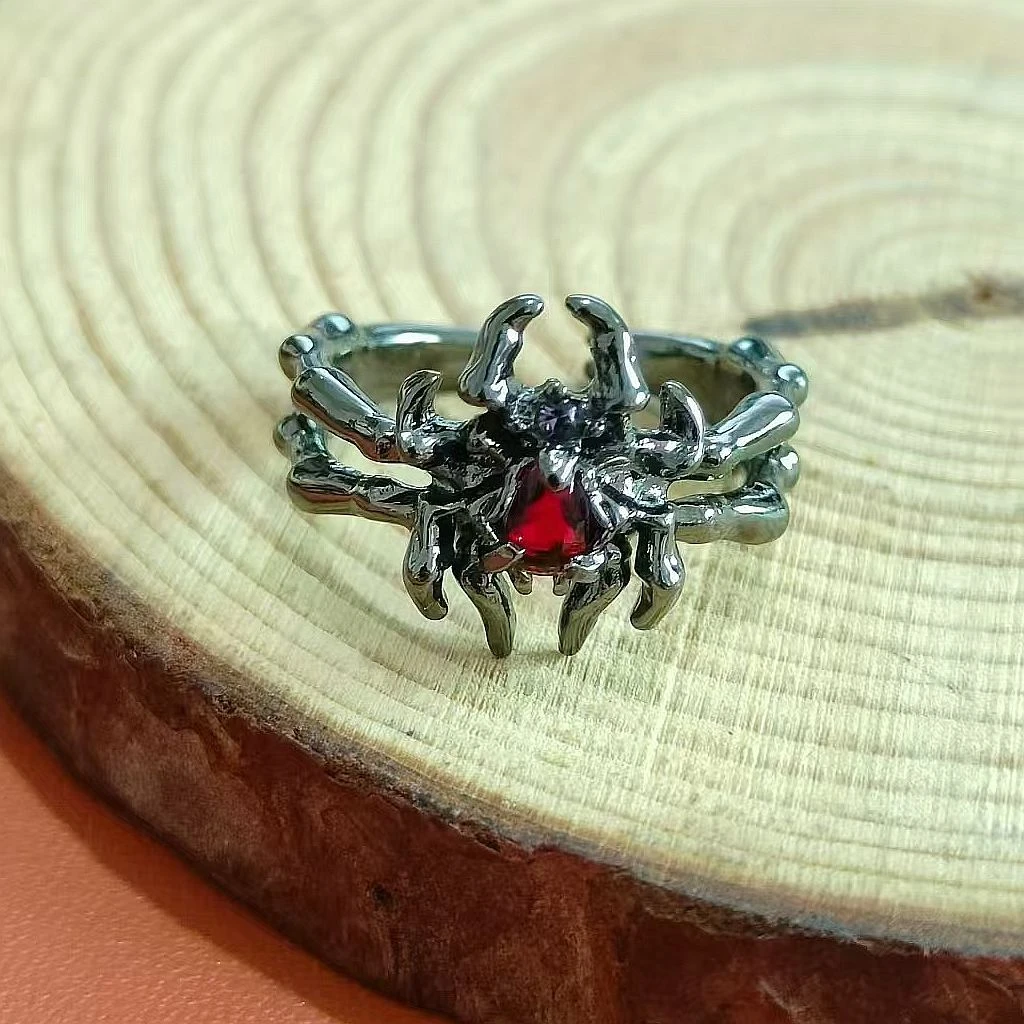 合金亚克力戒指 《蛛魔》不掉色开口戒指朋克风潮流戒指A166