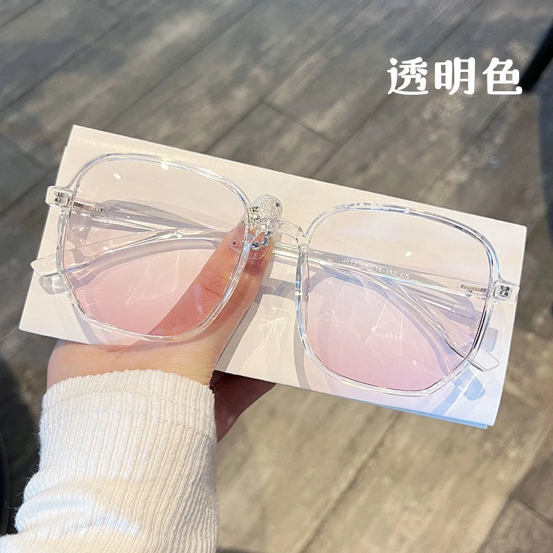 大框透明腮红近视眼镜女可配有度数韩版潮圆脸素颜网红款眼睛框架