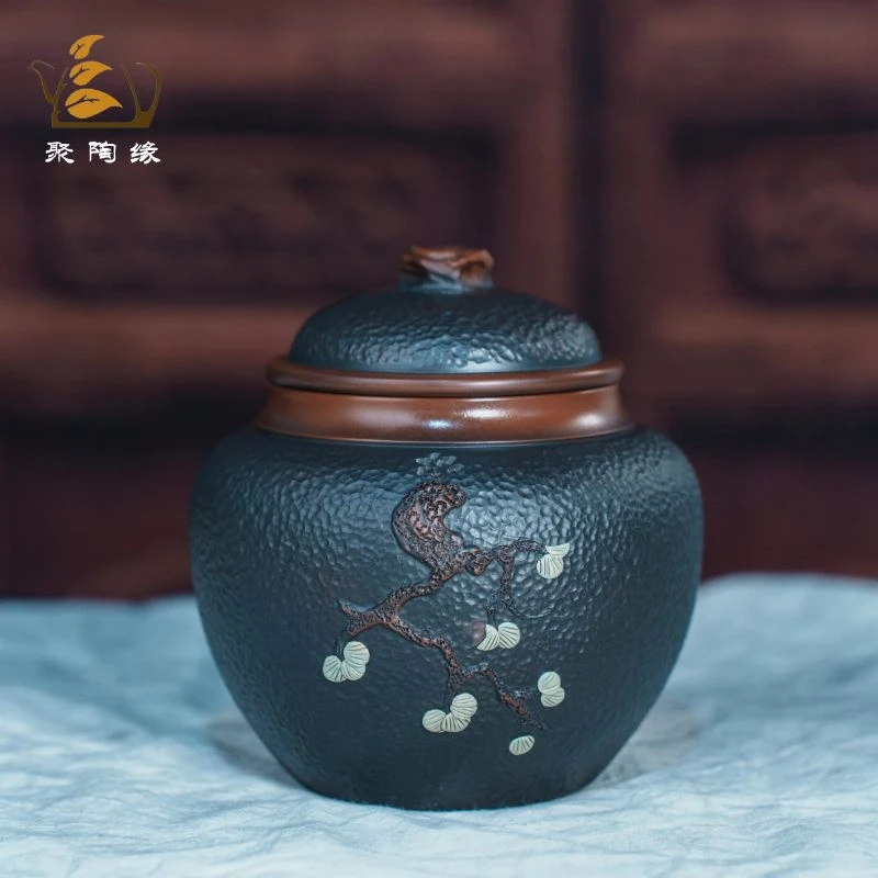 建水紫陶茶叶罐陶瓷家用醒茶罐存储普洱茶散茶罐精品高档茶具小号
