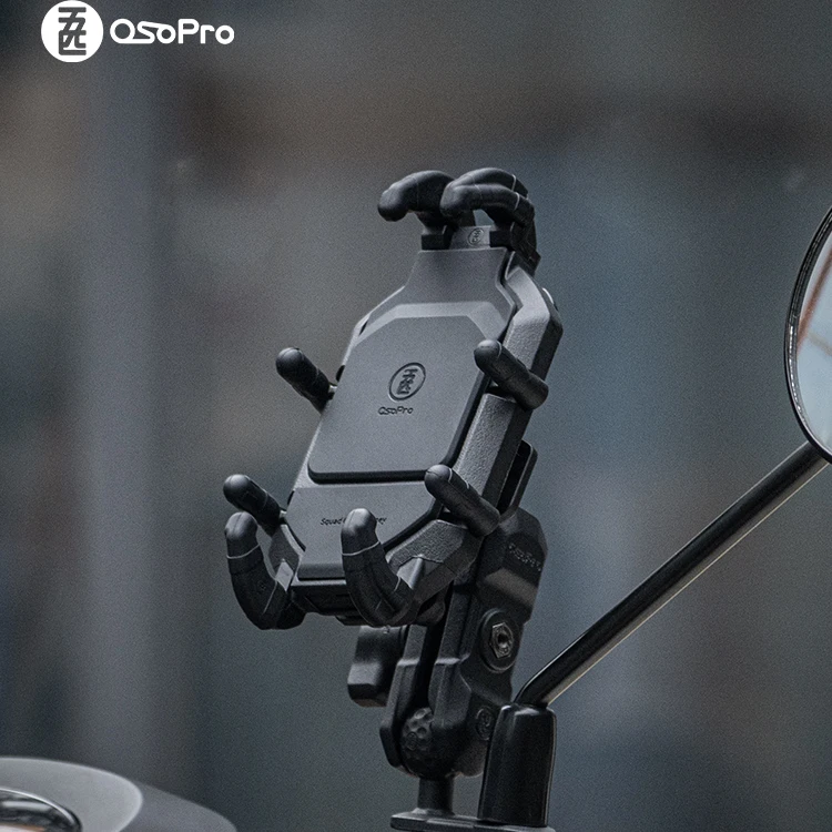 五匹摩托车电动车手机支架骑行外卖减震防抖防盗稳固无线充电支架