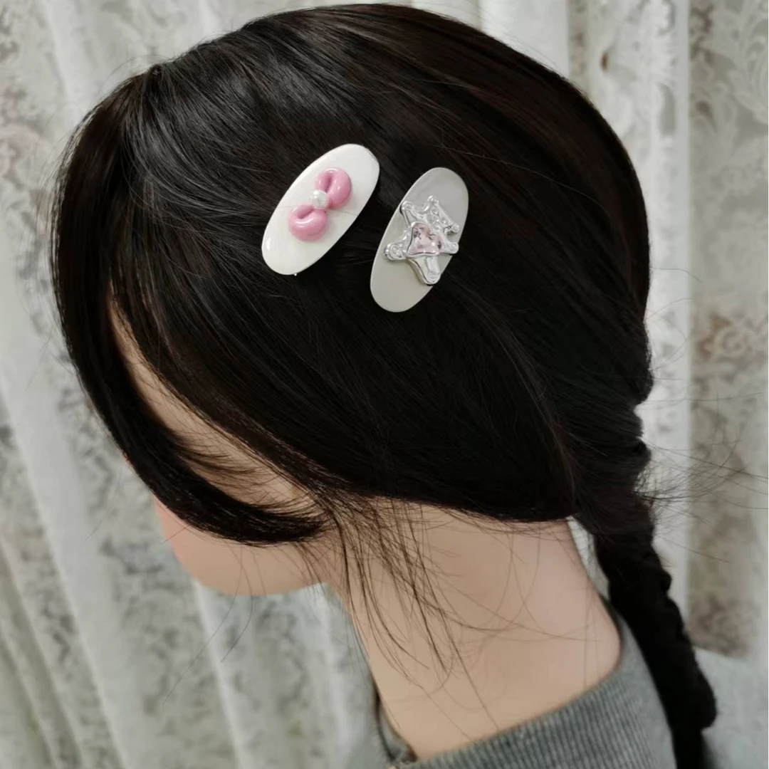 韩系可爱小熊水钻精致小边夹侧边高级感刘海夹发卡