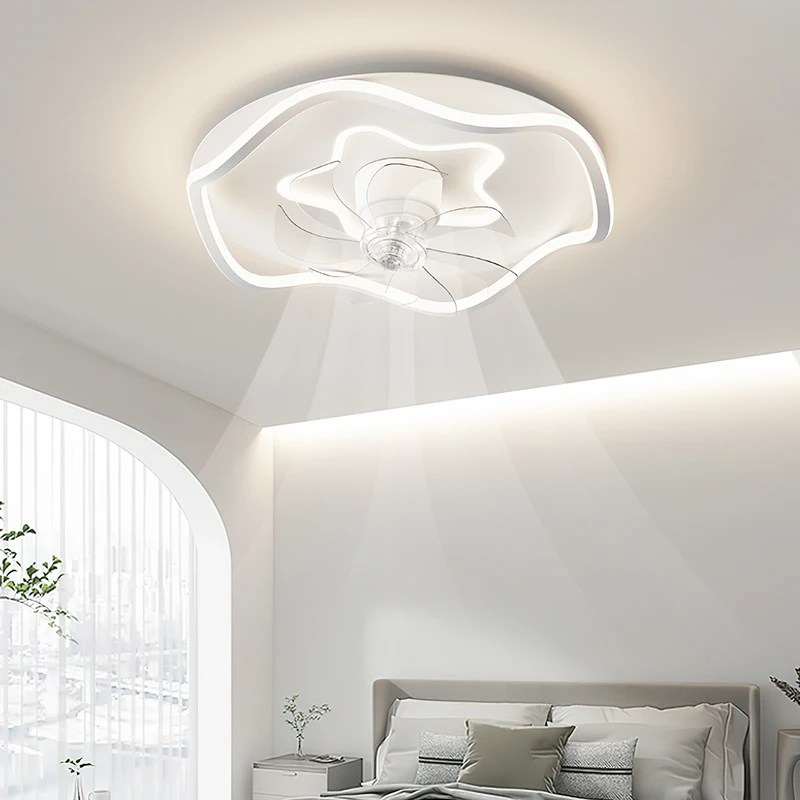 荷花-五角星 卧室风扇灯2024新款静音LED护眼吊扇灯电风扇吸顶灯