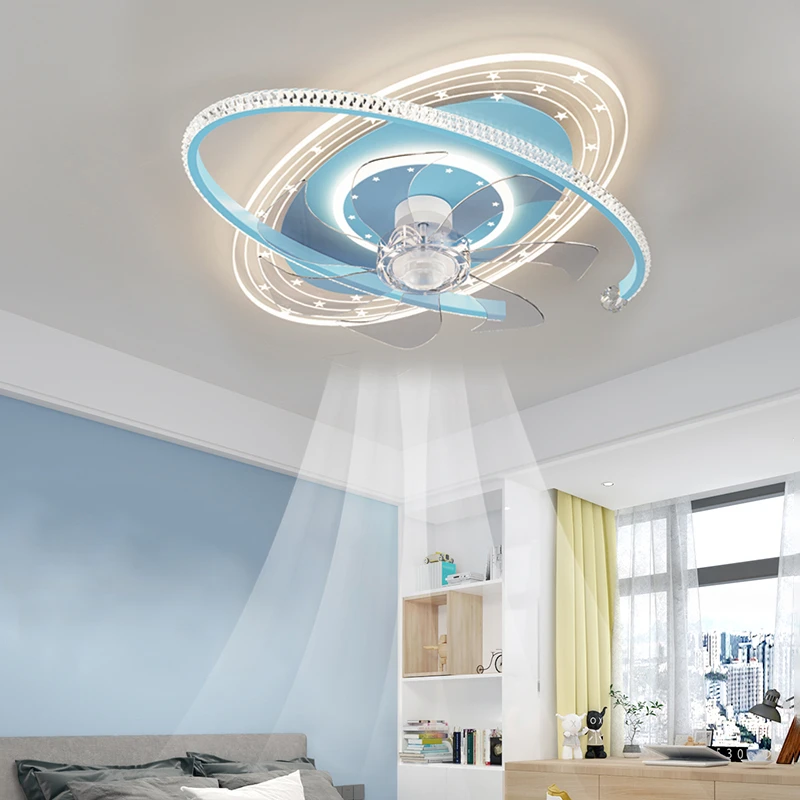 吸顶灯卧室2024新款儿童房风扇灯女孩子房间灯吊扇灯家用一体吊灯