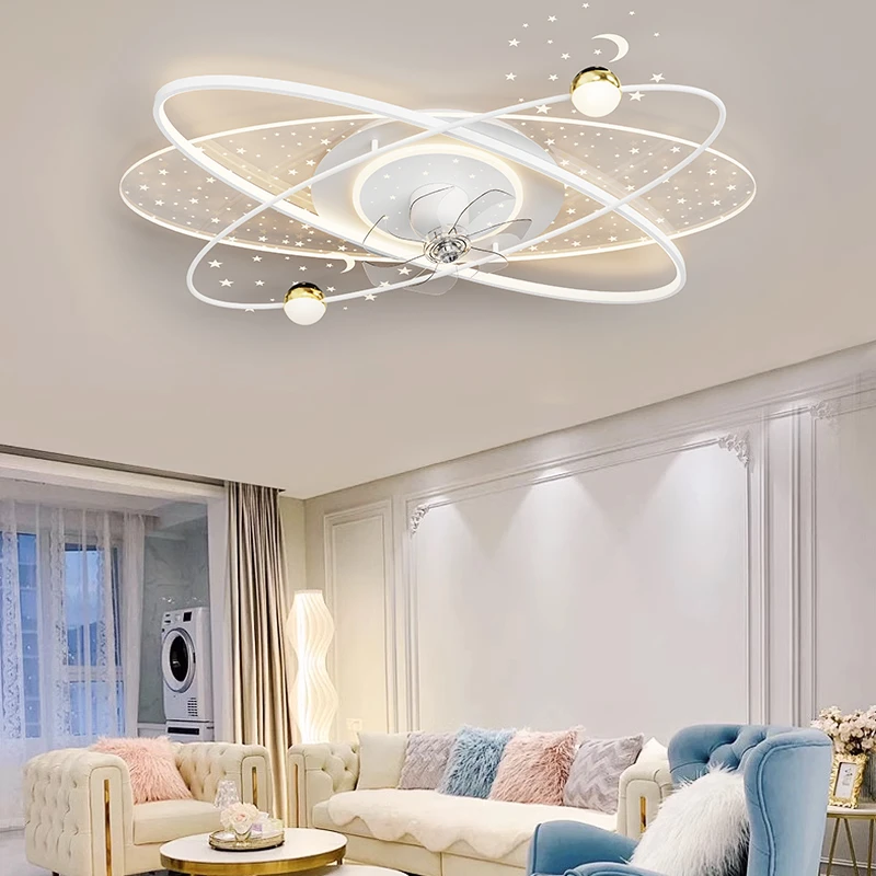 全光谱星空投影风扇灯客厅餐厅主卧儿童房间吸顶灯摇头智能语音