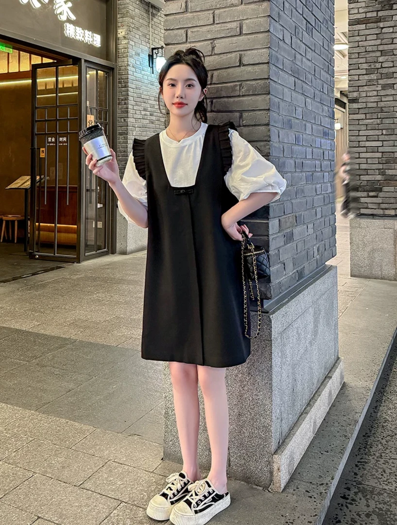 CB-J【CB-J-两件套-8211】2024新款时尚显瘦真两件套装背带裙