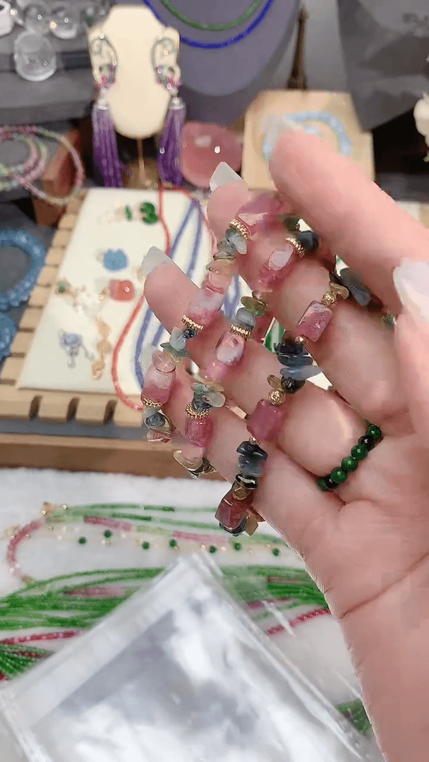 【闪购商品】碧玺手链未镶嵌原石带隔片39