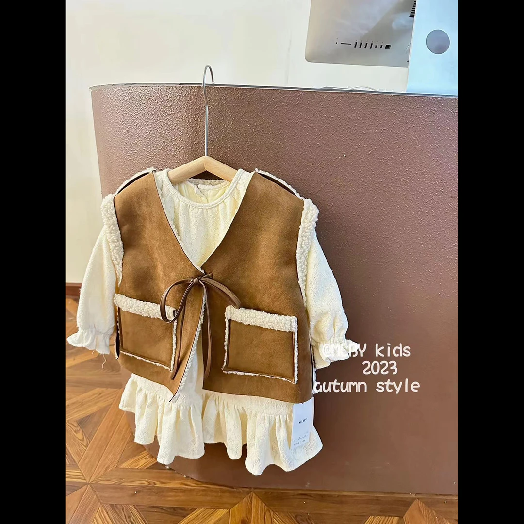 【首尔奇遇】秋冬款三件套马甲连衣裙加绒加厚韩版女孩韩国洋气童装