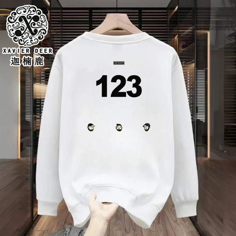 320克外套秋卫衣男潮流T恤网红款情侣韩版纯色长袖圆领套头打