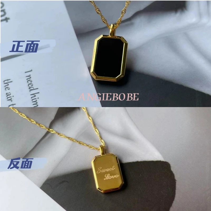 【AB】18K金双面巧克力方糖吊坠#9572