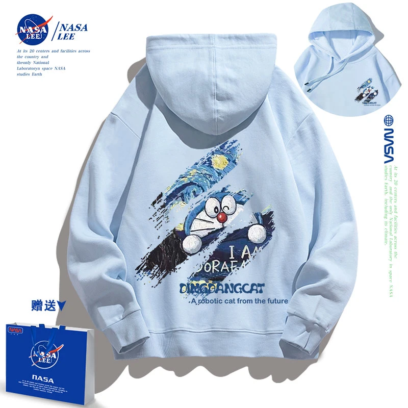 NASA哆啦A梦机器猫联名卫衣男2023新款潮牌ins日系cityboy高级感
