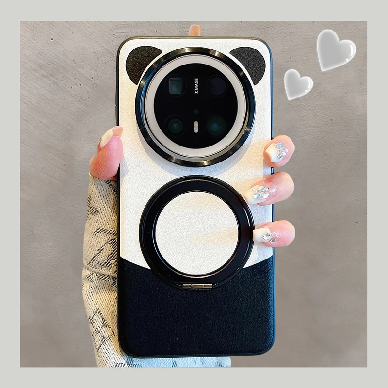 适用华为mate70pro+手机壳素皮磁吸带支架保护套mate70旋转支点壳