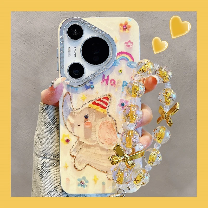 华为Pura70pro+手机壳趣味卡通油画长颈鹿小象mate60pro奢华女款