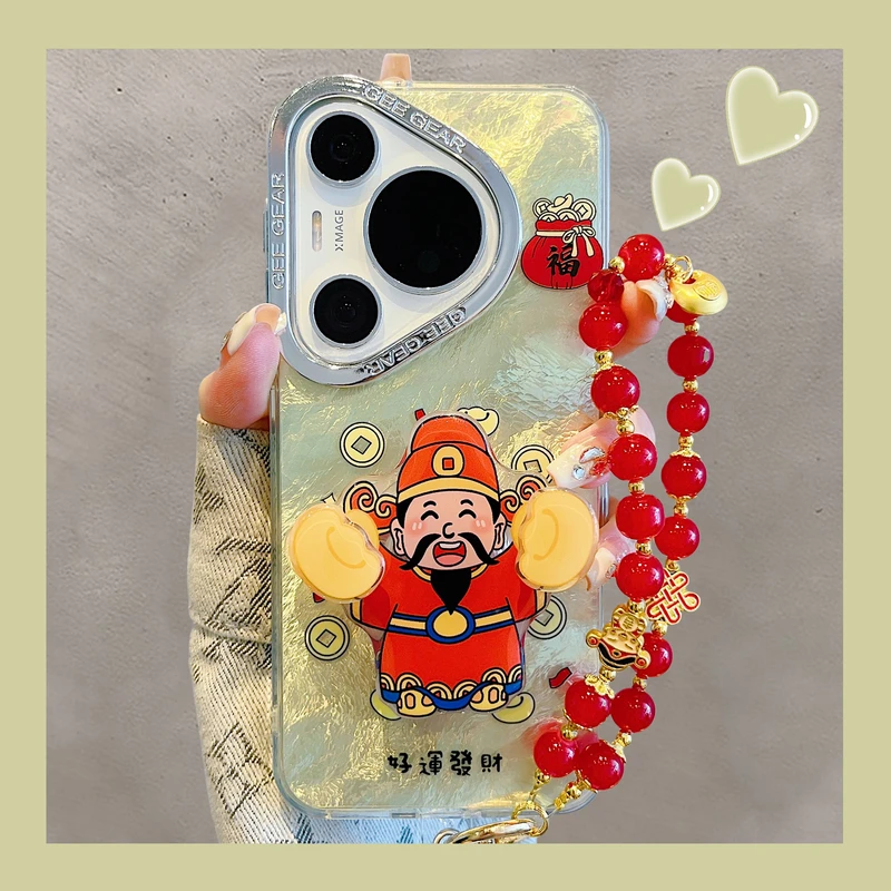 适用华为pura70pro+手机壳mate60pro+国风财神爷元宝转转支架p60