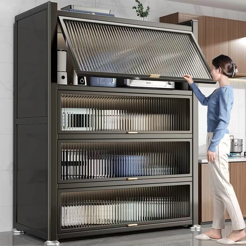 厨房置物架家用防尘储物柜落地多层微波炉收纳柜多功能新款储物柜