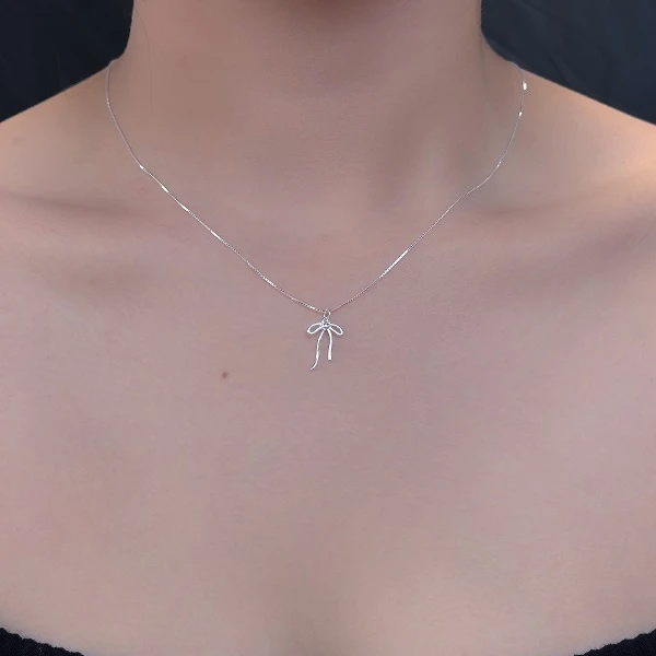 坠链均925银 韩版ins风蝴蝶结锁骨链小众轻奢高级感项链冷淡风
