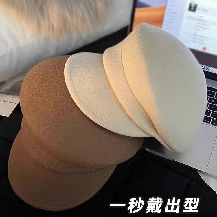 纯萃美日系纯羊毛报童帽女秋冬鸭舌帽显脸小贝雷帽毛呢时尚礼帽子