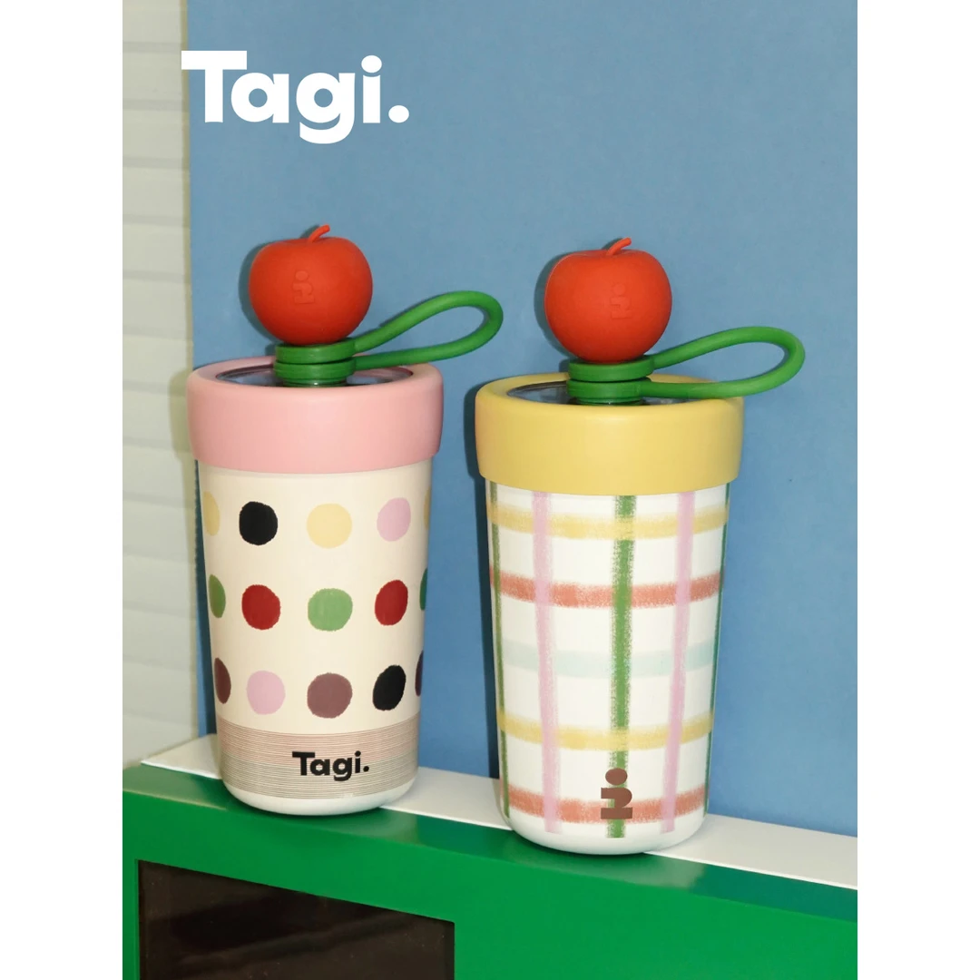 Tagi. 《i》想象苹果保温保冷杯大容量吸管杯便携带盖不锈钢水杯