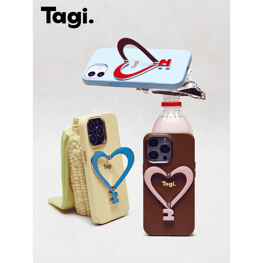 【豆豆精选】 Tagi. 《让人开心》金属支架皮质爱心手机壳