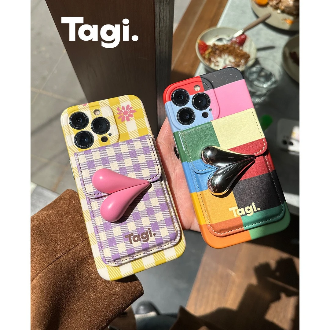 Tagi.【清仓不退换】让人开心卡包/球球熊/怦怦小花/想象贝壳手机壳