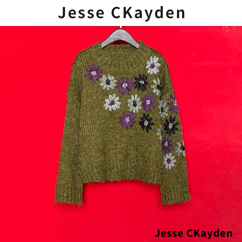 编号47 茉香百合 新款圆领气质百搭花朵针织上衣女DP4947