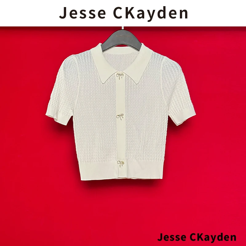 夏季圆领针织宽松甜美减龄短袖T恤女轻奢女装上衣DP3883