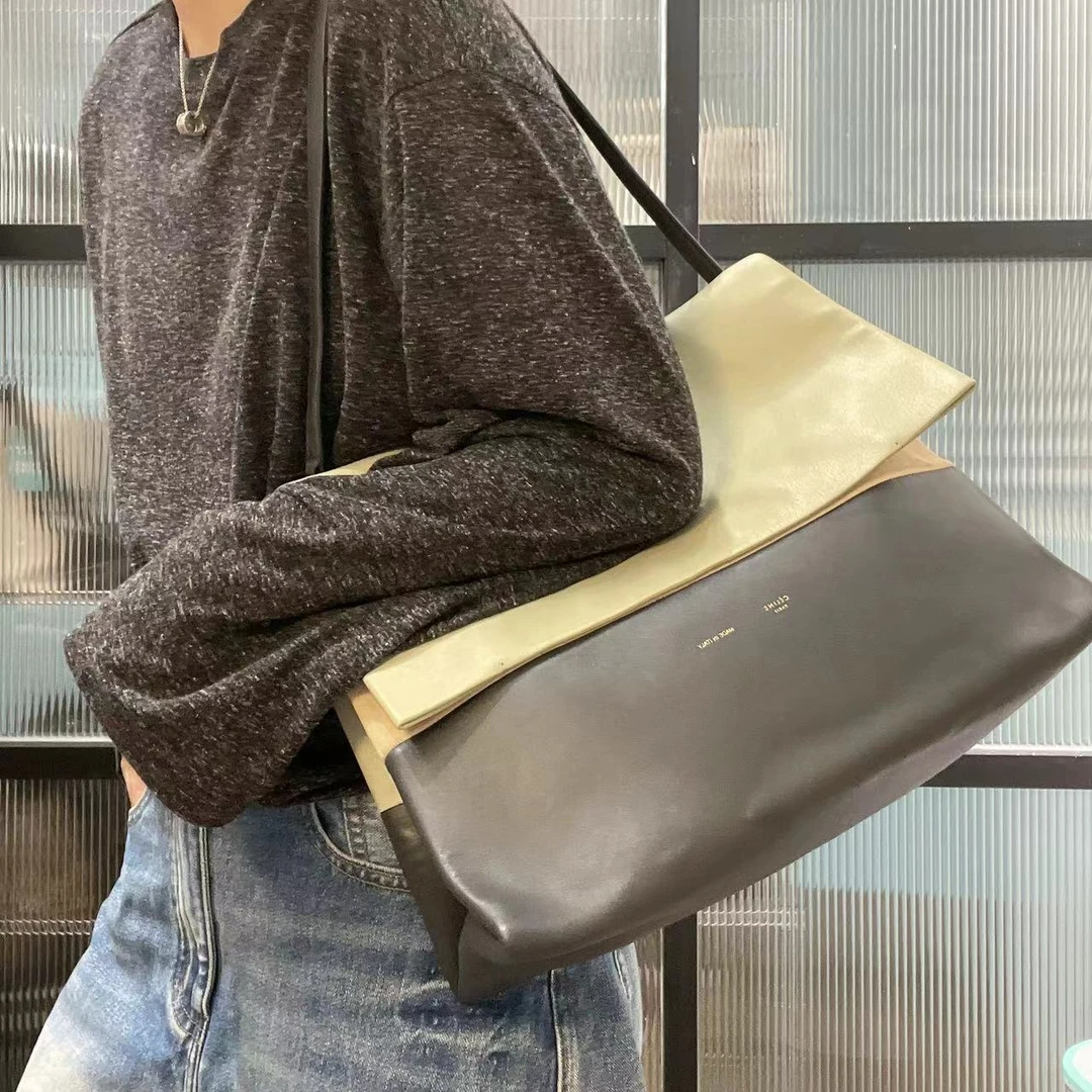 95新 Celine/思琳 SMG0734 薄荷绿拼深灰单肩包