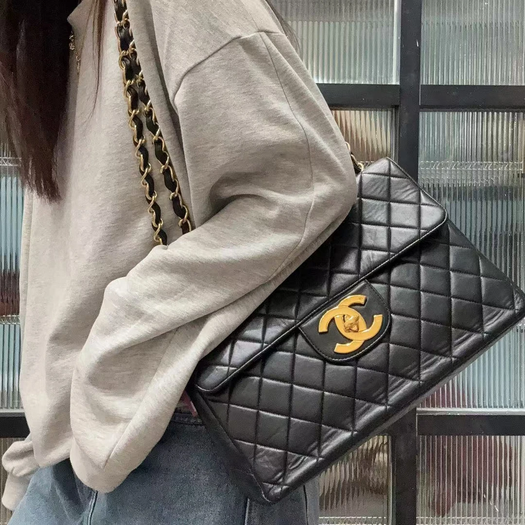 95新 Chanel/香奈儿 【蕾】 5HW016 黑色金链单肩包