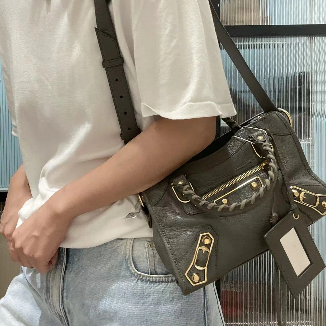 95新 Balenciaga/巴黎世家 灰色金扣mini机车