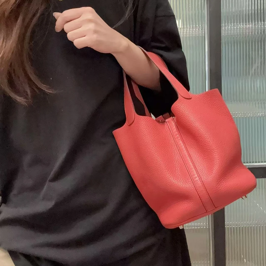 95新 Hermes/爱马仕 【蕾】 12 1074 唇膏粉22菜篮子单肩包