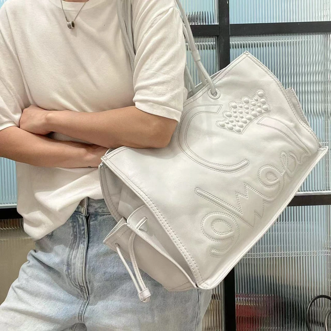 95新 LOEWE/罗意威 白色单肩托特包