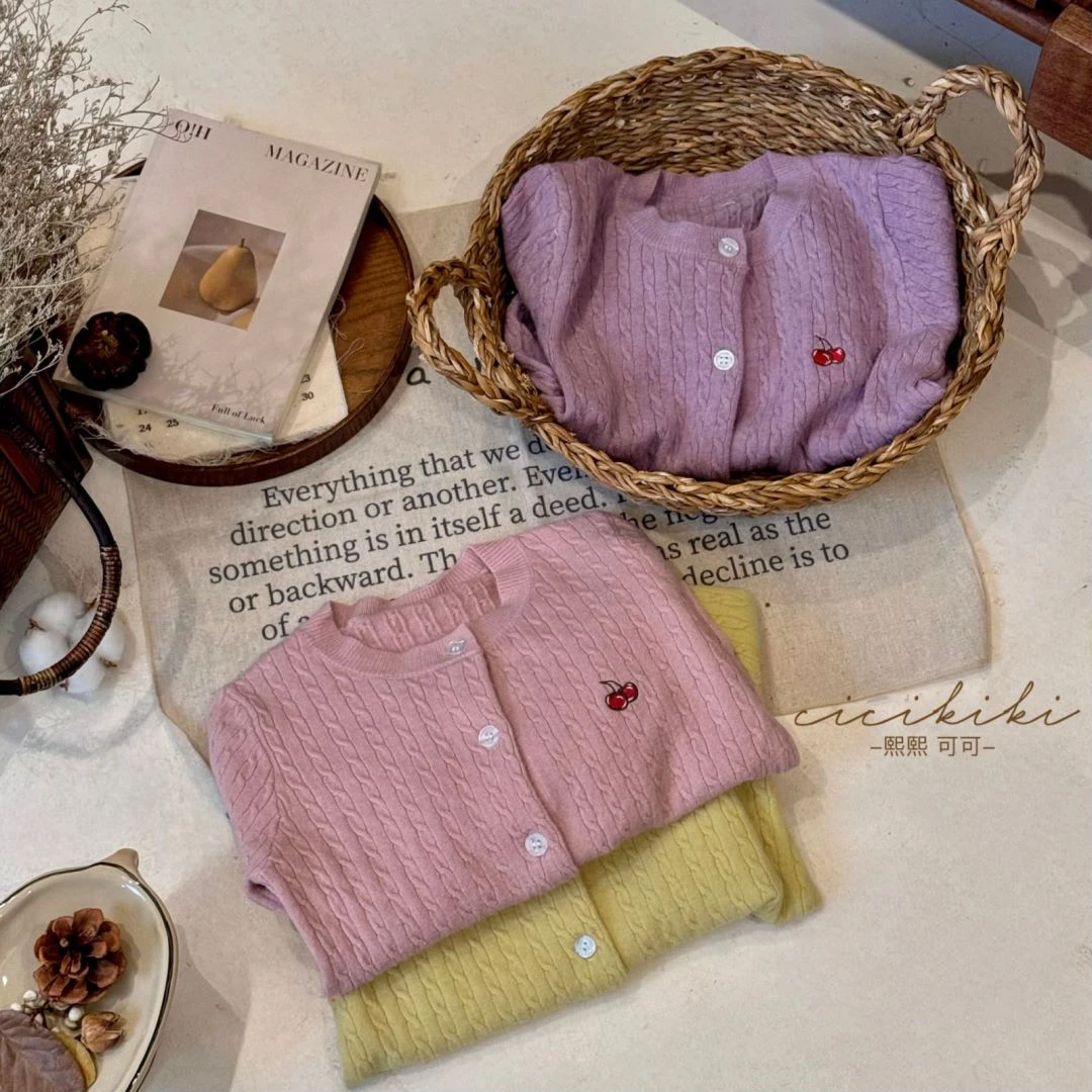 现货【小樱桃】女童百搭优雅洋气纯色长袖针织毛衣 熙熙可可MY2487