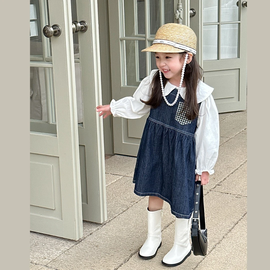 【安妮日记】女童春季新牛仔百搭洋气儿童背心裙熙熙可可BXQ2301
