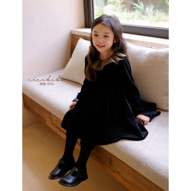 现货【蒂凡亚】儿童女童气质长袖秋冬款丝绒连衣裙熙熙可可LYQ23109
