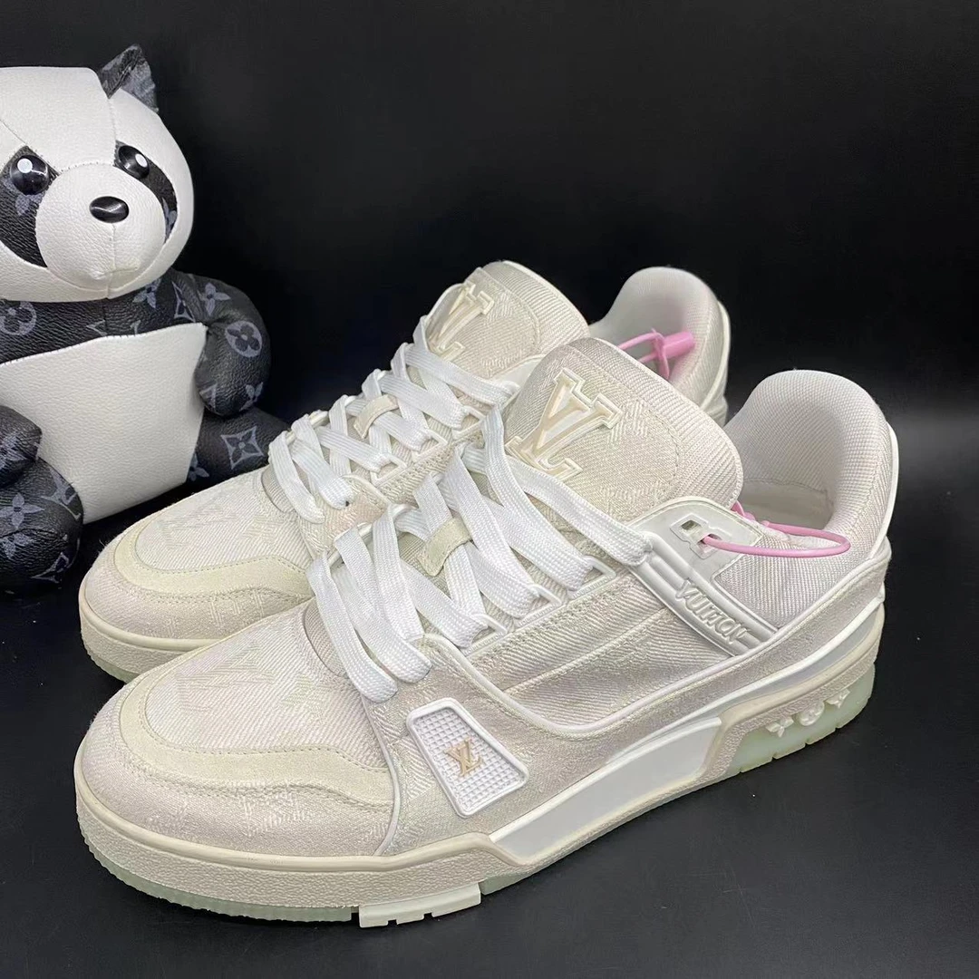 【孤码福利】LouisVuitton/路易威登白色牛仔trainer板鞋/正品