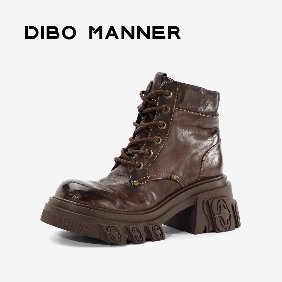 DIBO MANNER 火焰浮雕系列 英伦风复古马皮细带马丁靴244180