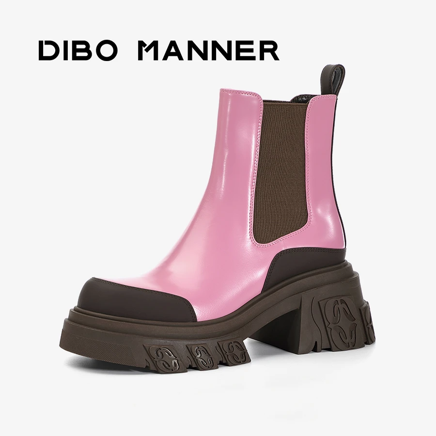 DIBOMANNER设计师新款英伦风时尚撞色厚底短靴234110
